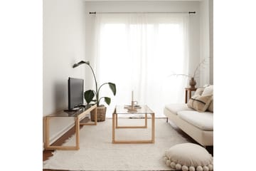 Sqandie Golvstående Tv-bänk 130 cm i Glas med Träram - Brun - Möbler - Tv möbel & mediamöbel - TV bänk & mediabänk
