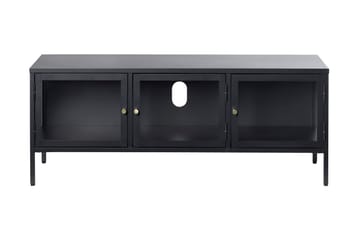 Umbri Golvstående Tv Bänk 132 cm med Förvaring i Metall och Glas - Svart - Möbler - Tv möbel & mediamöbel - TV bänk & mediabänk