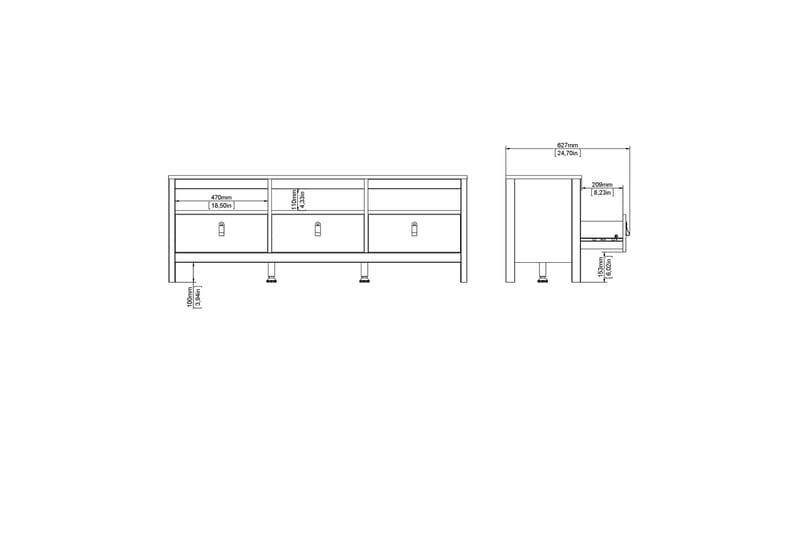 Vallvidera Tv-bänk 151 cm - Svart/Natur - Möbler - Tv möbel & mediamöbel - TV bänk & mediabänk