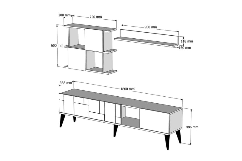 Alsacia Tv-möbelset 180 cm - Mörkbrun/Antracit - Möbler - Tv möbel & mediamöbel - TV-möbelset