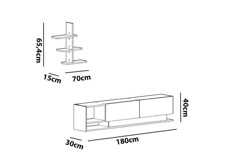 Hejde TV-Möbelset 180 cm - Vit - Möbler - Tv möbel & mediamöbel - TV-möbelset