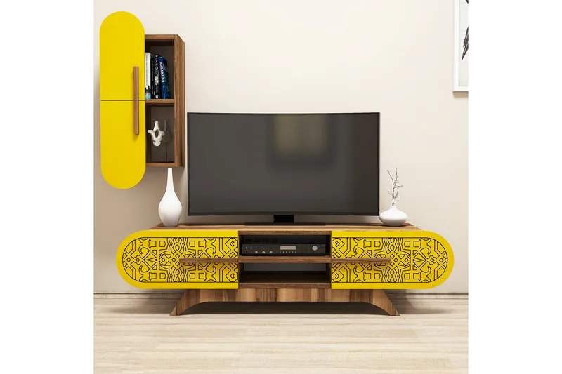 Hovdane TV-Möbelset 145 cm - Brun/Gul - Möbler - Tv möbel & mediamöbel - TV-möbelset