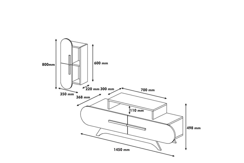 Hovdane TV-Möbelset 145 cm - Brun/Vit - Möbler - Tv möbel & mediamöbel - TV-möbelset