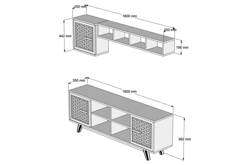 Hovdane TV-Möbelset 160 cm - Blå/Brun - Möbler - Tv möbel & mediamöbel - TV-möbelset