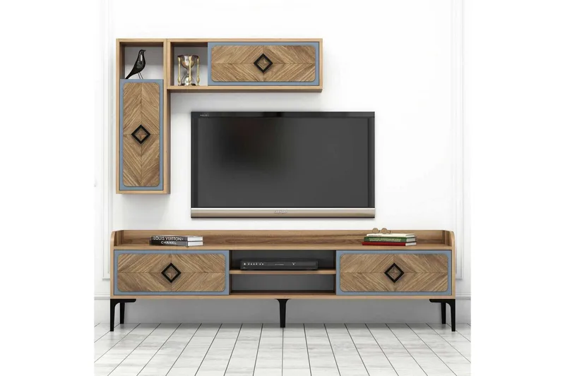 Hovdane TV-Möbelset 180 cm - Brun/Blå - Möbler - Tv möbel & mediamöbel - TV-möbelset
