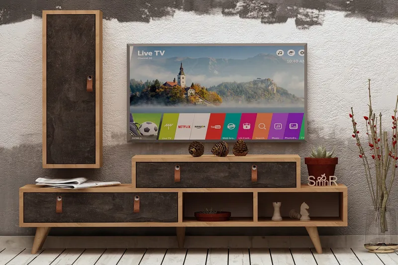 Mod Design Tv-bänk/Skåp, Grå/Trä
