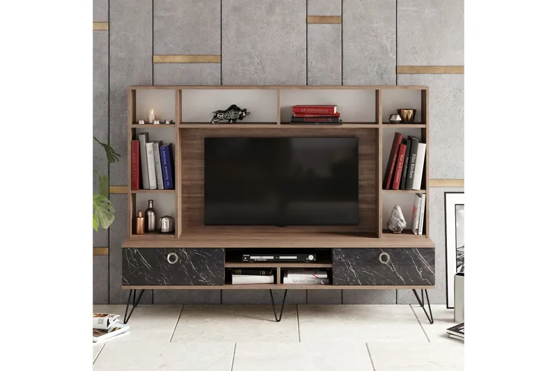 Sincerely TV-Möbelset 180 cm - Valnöt|Svart - Möbler - Tv möbel & mediamöbel - TV-möbelset