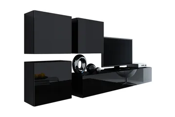 Vasil TV-möbelset 230x40x180 cm - Svart/Vit - Möbler - Tv möbel & mediamöbel - TV-möbelset