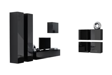 Vasil TV-möbelset 260x40x180 cm - Svart/Vit - Möbler - Tv möbel & mediamöbel - TV-möbelset