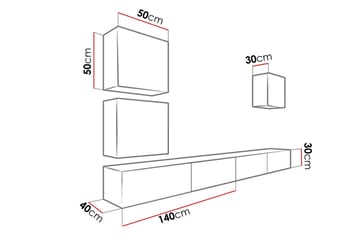 Vasil TV-möbelset 280x40x180 cm - Svart/Vit - Möbler - Tv möbel & mediamöbel - TV-möbelset