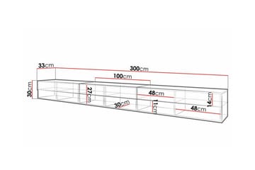 Galbally Golvstående Tv Bänk 300 cm med Förvaring i Målat Trä - Vit - Möbler - Tv möbel & mediamöbel - TV bänk & mediabänk