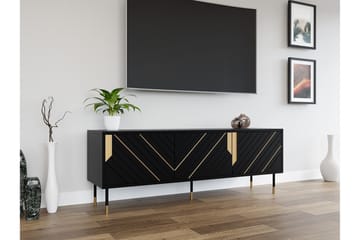 Juniskär Golvstående Tv Bänk 154 cm med Förvaring i Målat Trä - Svart - Möbler - Tv möbel & mediamöbel - TV bänk & mediabänk