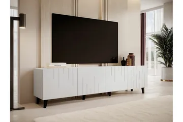 Juniskär Golvstående Tv Bänk 200 cm med Förvaring i Målat Trä - Vit - Möbler - Tv möbel & mediamöbel - TV bänk & mediabänk