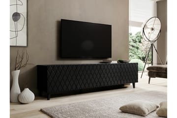 Juniskär Golvstående Tv Bänk 200 cm med Förvaring i Mörkt Trä - Svart - Möbler - Tv möbel & mediamöbel - TV bänk & mediabänk