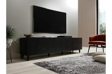 Juniskär Golvstående Tv Bänk 201 cm med Förvaring i Laminat Målat Trä - Svart - Möbler - Tv möbel & mediamöbel - TV bänk & mediabänk