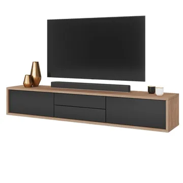 Vägghängd TV-bänk Frida 2 luckor med 2 lådor upp - Antracit - Möbler - Tv möbel & mediamöbel - TV bänk & mediabänk