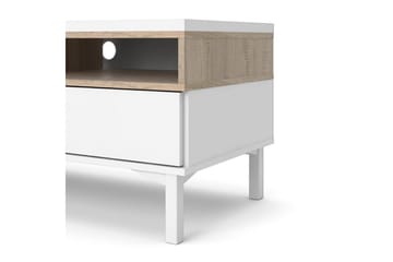Virender Golvstående TV-bänk 155,7 cm med Förvaring i Ek - Vit|Beige - Möbler - Tv möbel & mediamöbel - TV bänk & mediabänk