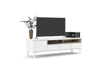 Virender Golvstående TV-bänk 155,7 cm med Förvaring i Ek - Vit|Beige - Möbler - Tv möbel & mediamöbel - TV bänk & mediabänk