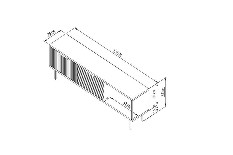 Wenus Tv-bänk 150 cm - Ek/Vit - Möbler - Tv möbel & mediamöbel - TV bänk & mediabänk
