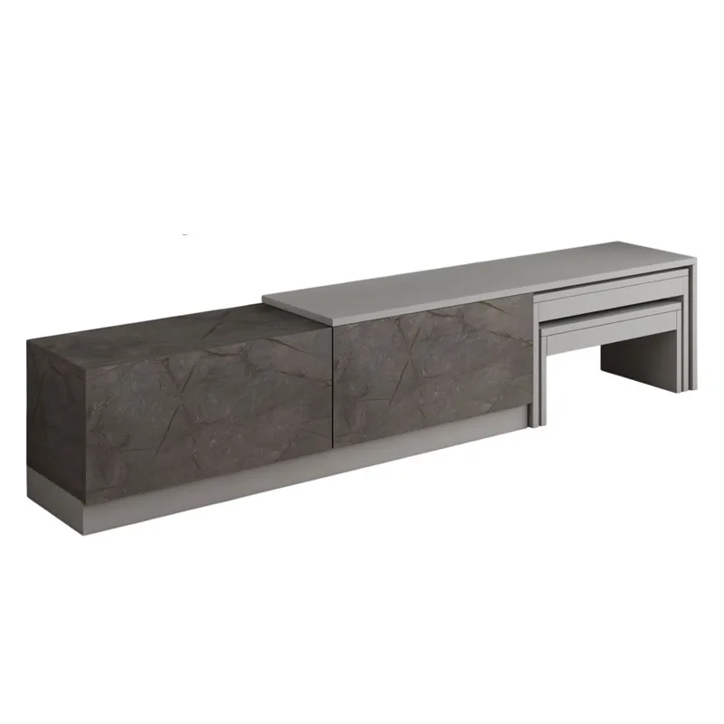 Zalven TV-bänk 180x36x30 cm - gordionmarmor och grå - Möbler - Tv möbel & mediamöbel - TV bänk & mediabänk