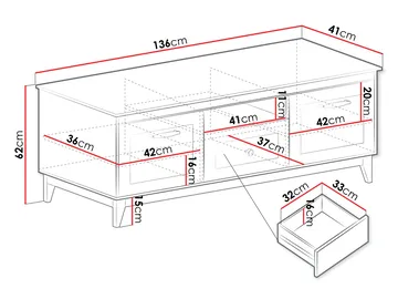 Zeylor Tv-Bänk 136 cm - Möbler - Tv möbel & mediamöbel - TV bänk & mediabänk