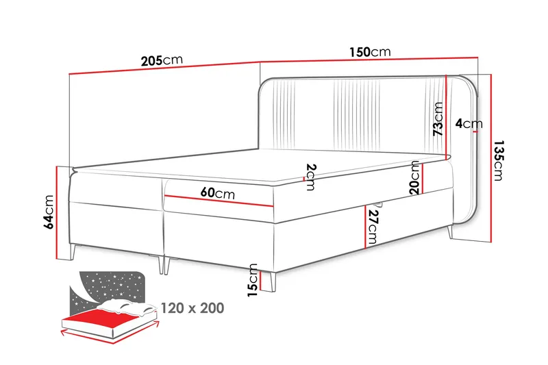 Alani Sängpaket Kontinentalsäng 120x200 cm - Svart - Möbler - Säng - Komplett sängpaket