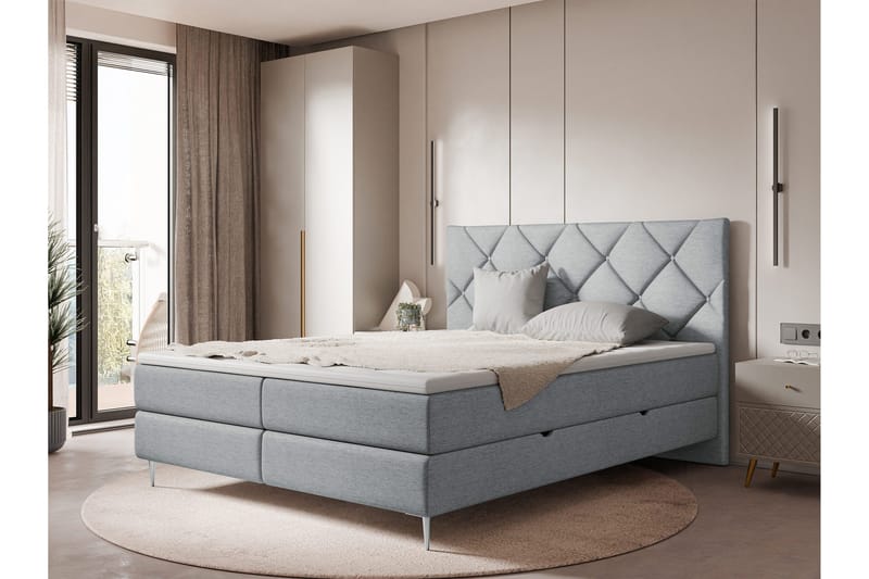Alasia Sängpaket Kontinentalsäng 140x200 cm - Grå - Möbler - Säng - Komplett sängpaket