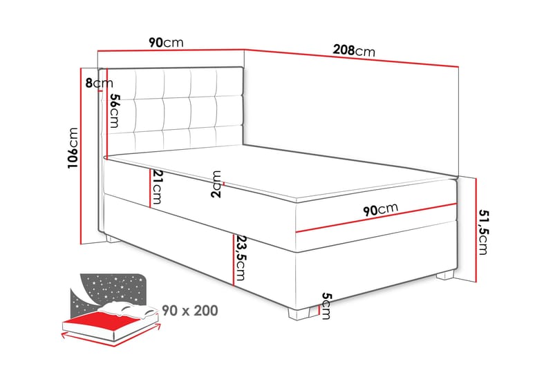 Alghero Sängpaket Förvaringssäng 90x200 cm - Möbler - Säng - Komplett sängpaket