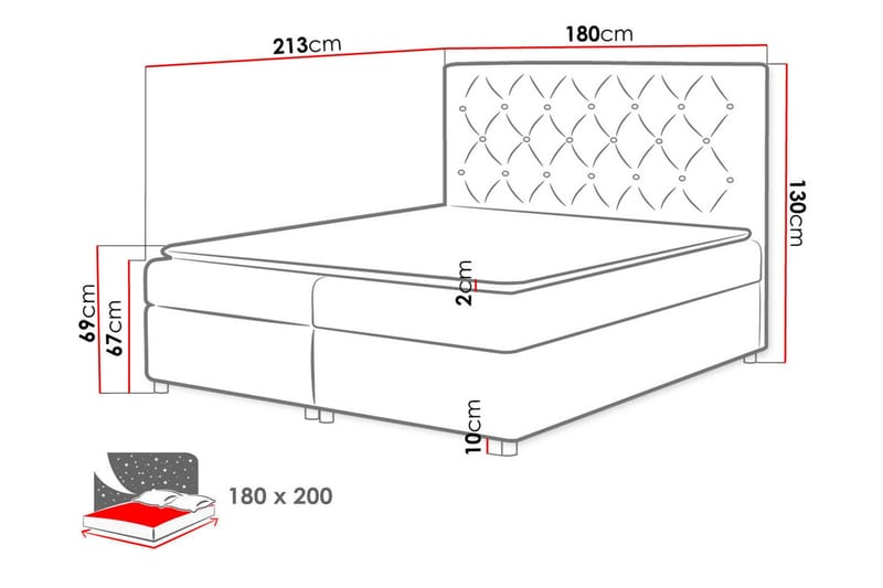 Alida Sängpaket Kontinentalsäng 180x200 cm - Röd - Möbler - Säng - Komplett sängpaket