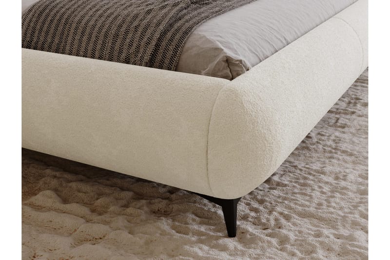 Arondel Sängram 140x200 cm i Bouclé med Förvaring och Sänggavel - Beige - Möbler - Säng - Sängram & sängstomme