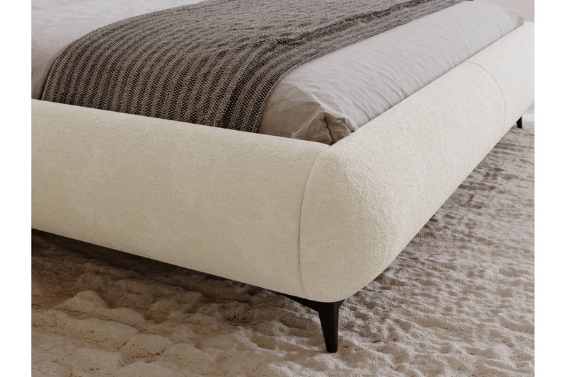 Arondel Sängram 140x200 cm i Bouclé med Förvaring och Sänggavel - Beige - Möbler - Säng - Sängram & sängstomme