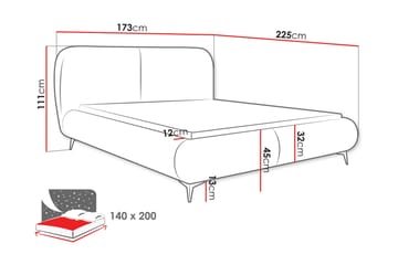 Arondel Sängram 140x200 cm i Bouclé med Förvaring och Sänggavel - Beige - Möbler - Säng - Sängram & sängstomme