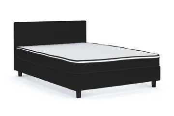 Billingen Komplett Sängpaket – Kontinentalsäng 120x200 cm i Tyg med Sänggavel + Bäddmadrass med Fasthetsgrad Medium - Svart - Möbler - Säng - Enkelsäng