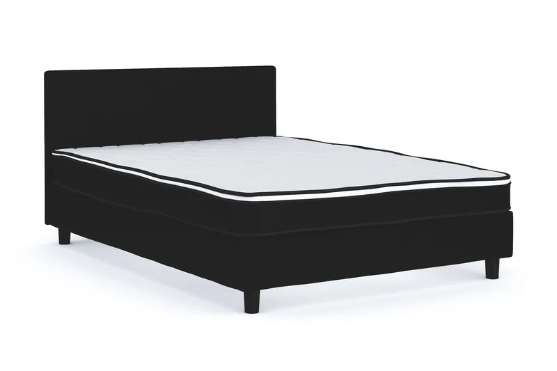 Billingen Komplett Sängpaket – Kontinentalsäng 120x200 cm i Tyg med Sänggavel + Bäddmadrass med Fasthetsgrad Medium - Svart - Möbler - Säng - Enkelsäng