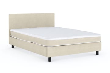 Billingen Komplett Sängpaket – Kontinentalsäng 140x200 cm i Tyg med Sänggavel + Bäddmadrass med Fasthetsgrad Medium - Beige - Möbler - Säng - Komplett sängpaket
