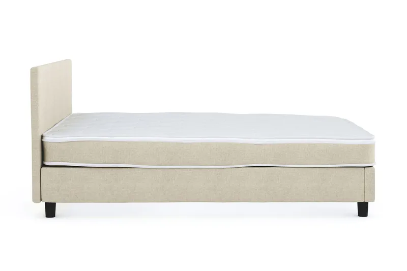 Billingen Komplett Sängpaket – Kontinentalsäng 140x200 cm i Tyg med Sänggavel + Bäddmadrass med Fasthetsgrad Medium - Beige - Möbler - Säng - Komplett sängpaket
