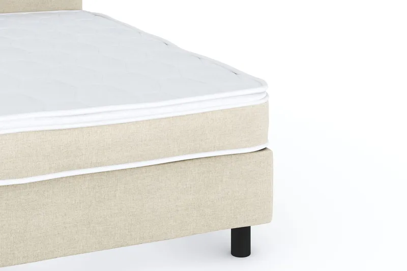 Billingen Komplett Sängpaket – Kontinentalsäng 140x200 cm i Tyg med Sänggavel + Bäddmadrass med Fasthetsgrad Medium - Beige - Möbler - Säng - Komplett sängpaket