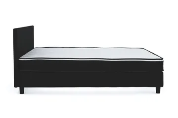 Billingen Komplett Sängpaket – Kontinentalsäng 180x200 cm i Tyg med Sänggavel + Bäddmadrass med Fasthetsgrad Medium - Svart - Möbler - Säng - Kontinentalsäng