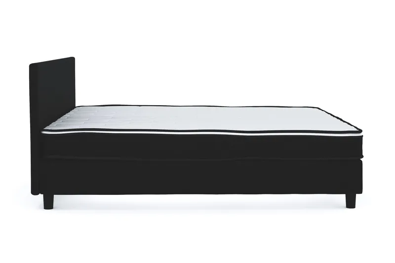 Billingen Komplett Sängpaket – Kontinentalsäng 180x200 cm i Tyg med Sänggavel + Bäddmadrass med Fasthetsgrad Medium - Svart - Möbler - Säng - Kontinentalsäng