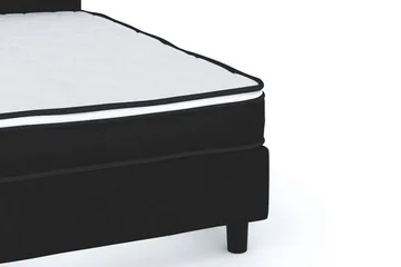 Billingen Komplett Sängpaket – Kontinentalsäng 180x200 cm i Tyg med Sänggavel + Bäddmadrass med Fasthetsgrad Medium - Svart - Möbler - Säng - Kontinentalsäng