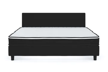 Billingen Komplett Sängpaket – Kontinentalsäng 180x200 cm i Tyg med Sänggavel + Bäddmadrass med Fasthetsgrad Medium - Svart - Möbler - Säng - Kontinentalsäng
