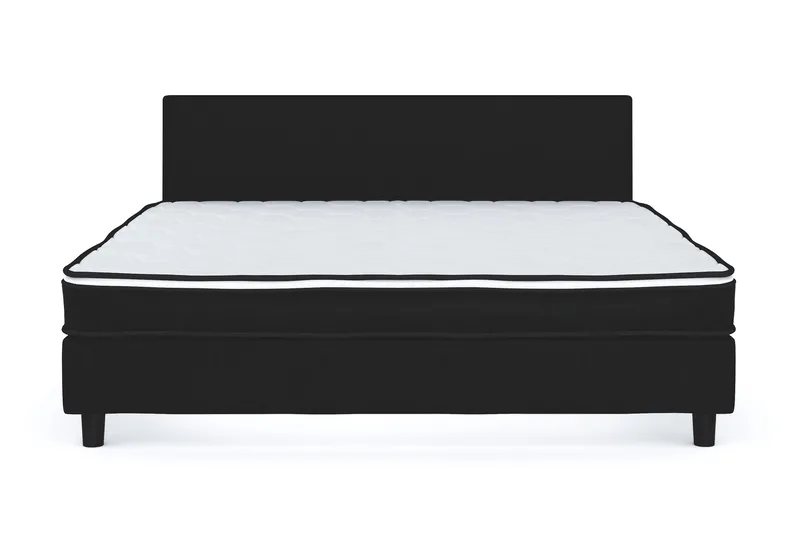 Billingen Komplett Sängpaket – Kontinentalsäng 180x200 cm i Tyg med Sänggavel + Bäddmadrass med Fasthetsgrad Medium - Svart - Möbler - Säng - Kontinentalsäng