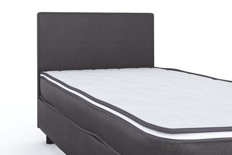 Billingen Komplett Sängpaket – Kontinentalsäng 90x200 cm i Tyg med Sänggavel + Bäddmadrass med Fasthetsgrad Medium - Grå - Möbler - Säng - Kontinentalsäng