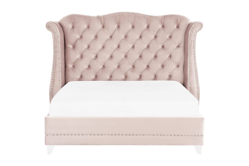 Bode Mjuk Sängram 180x200 cm i Sammet med Sänggavel - Rosa - Möbler - Säng - Sängram & sängstomme