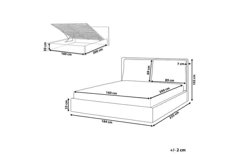 Braylon Sängram med Förvaring 180x200 cm i Sammet med Sänggavel - Grön - Möbler - Säng - Sängram & sängstomme