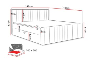 Calrosor Sängpaket Kontinentalsäng med Förvaring 140x200 cm - Rosa - Möbler - Säng - Komplett sängpaket