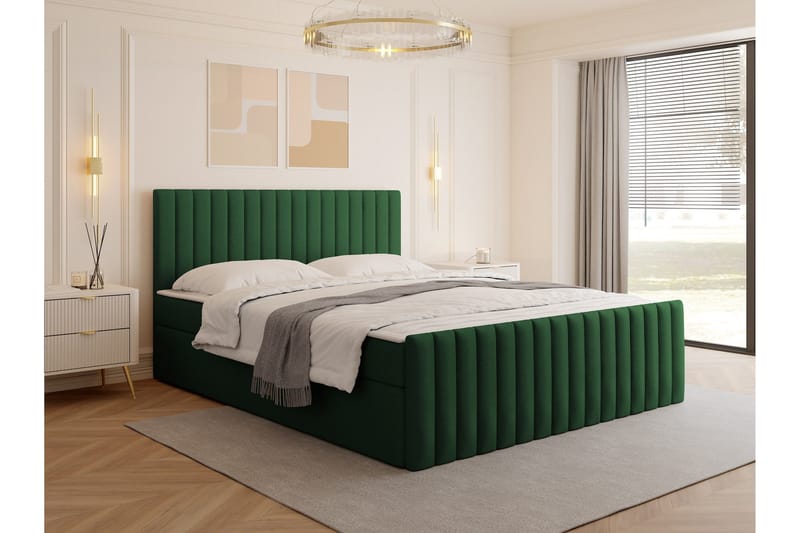 Calrosor Sängpaket Kontinentalsäng med Förvaring 180x200 cm - Grön - Möbler - Säng - Komplett sängpaket