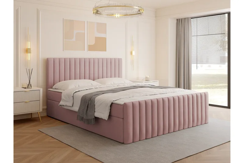 Calrosor Sängpaket Kontinentalsäng med Förvaring 180x200 cm - Rosa - Möbler - Säng - Komplett sängpaket
