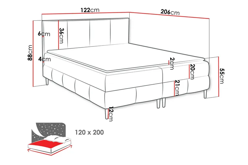 Celestine Förvaringssäng 120x200 cm - Svart - Möbler - Säng - Komplett sängpaket