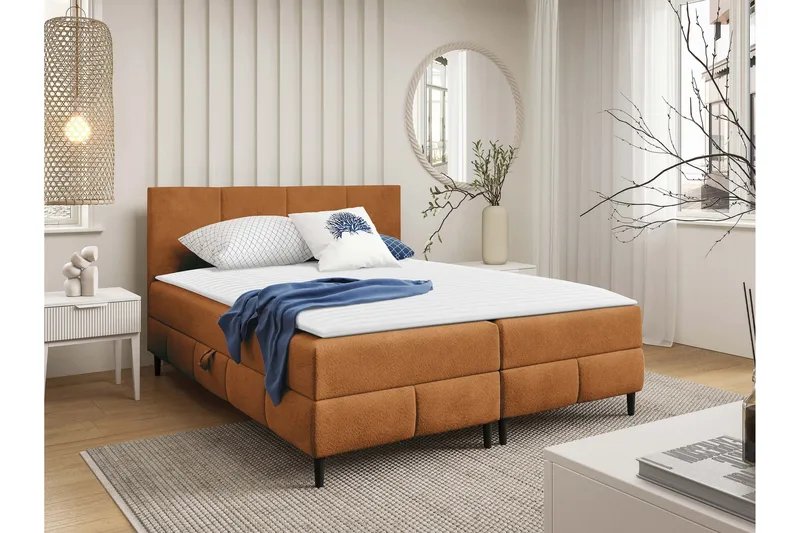 Celestine Förvaringssäng 200x200 cm - Orange - Möbler - Säng - Komplett sängpaket
